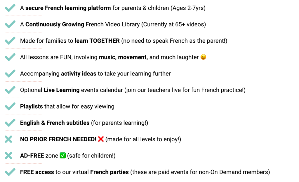 What is included in the French On Demand learning platform for parents and children?