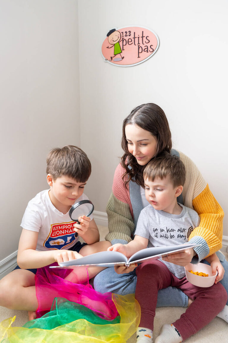 123 Petits Pas owner Madame Amy and her two bilingual sons.