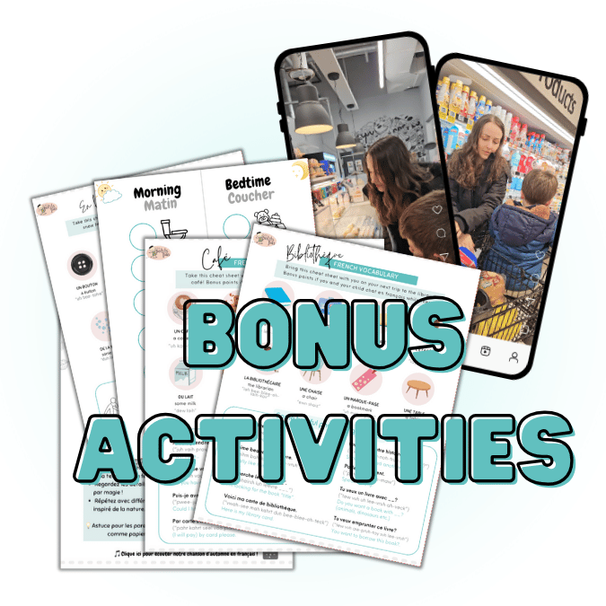 Printable French winter bonus activities for kids ages 3–9
