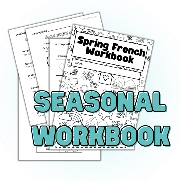 Printable spring French workbook for children learning French