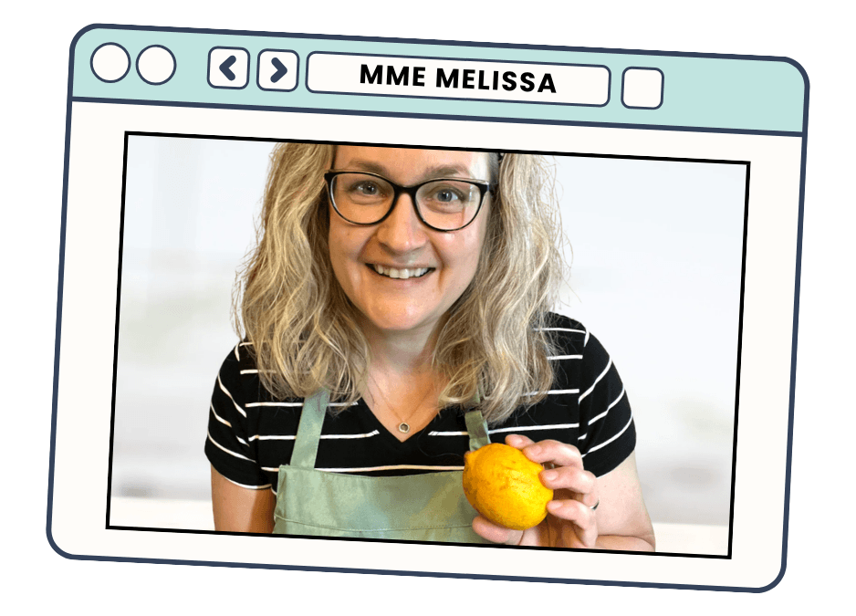 Madame Melissa leading French baking and science activities for children inside the French @ Home Membership.